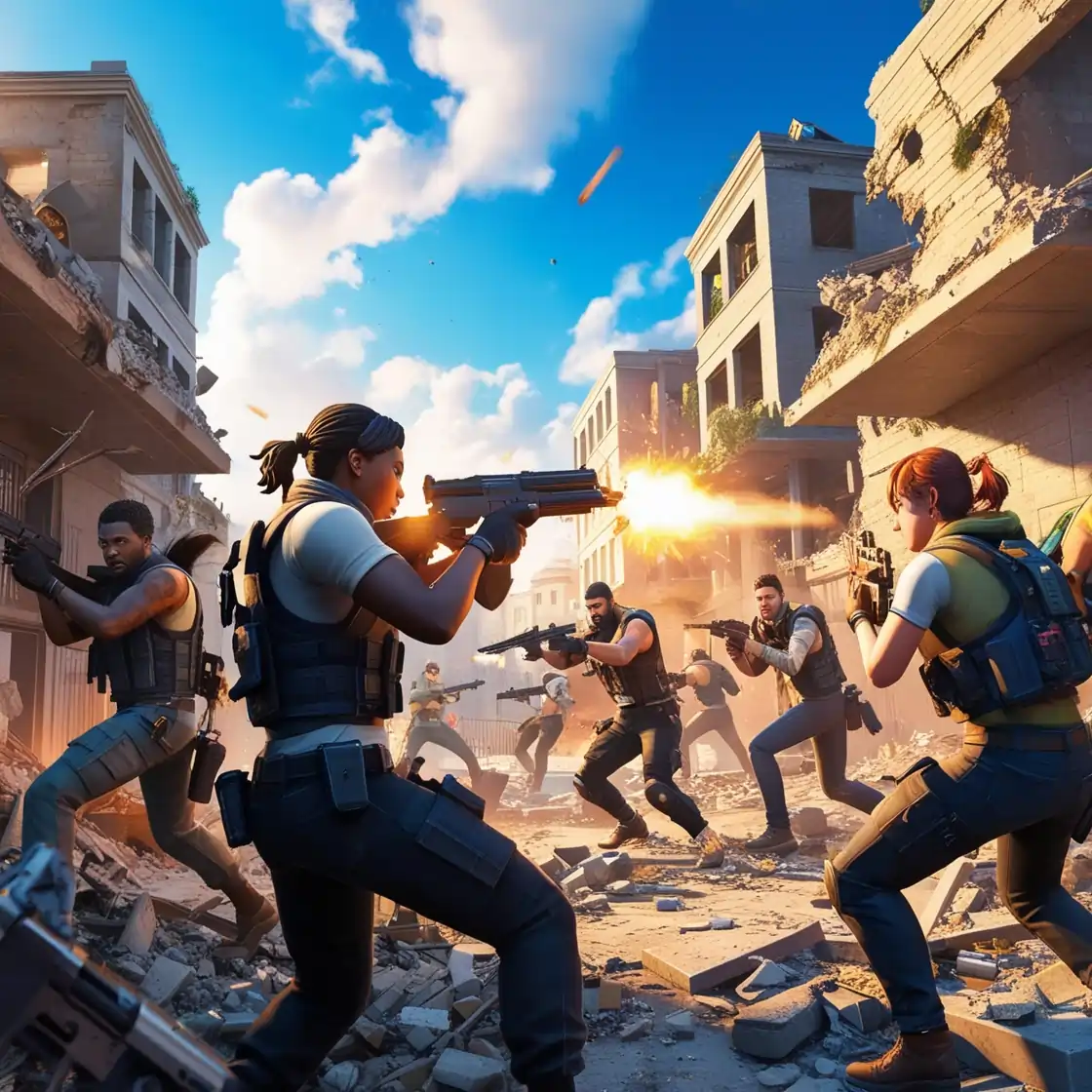 Thumbnail of best multiplayer mobile games characters shooting and aiming.