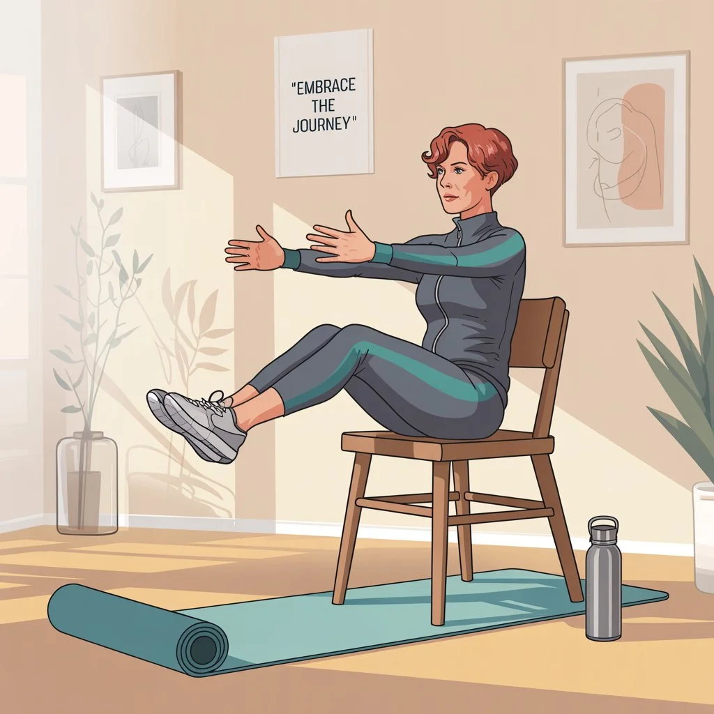 woman doing chair exercise.